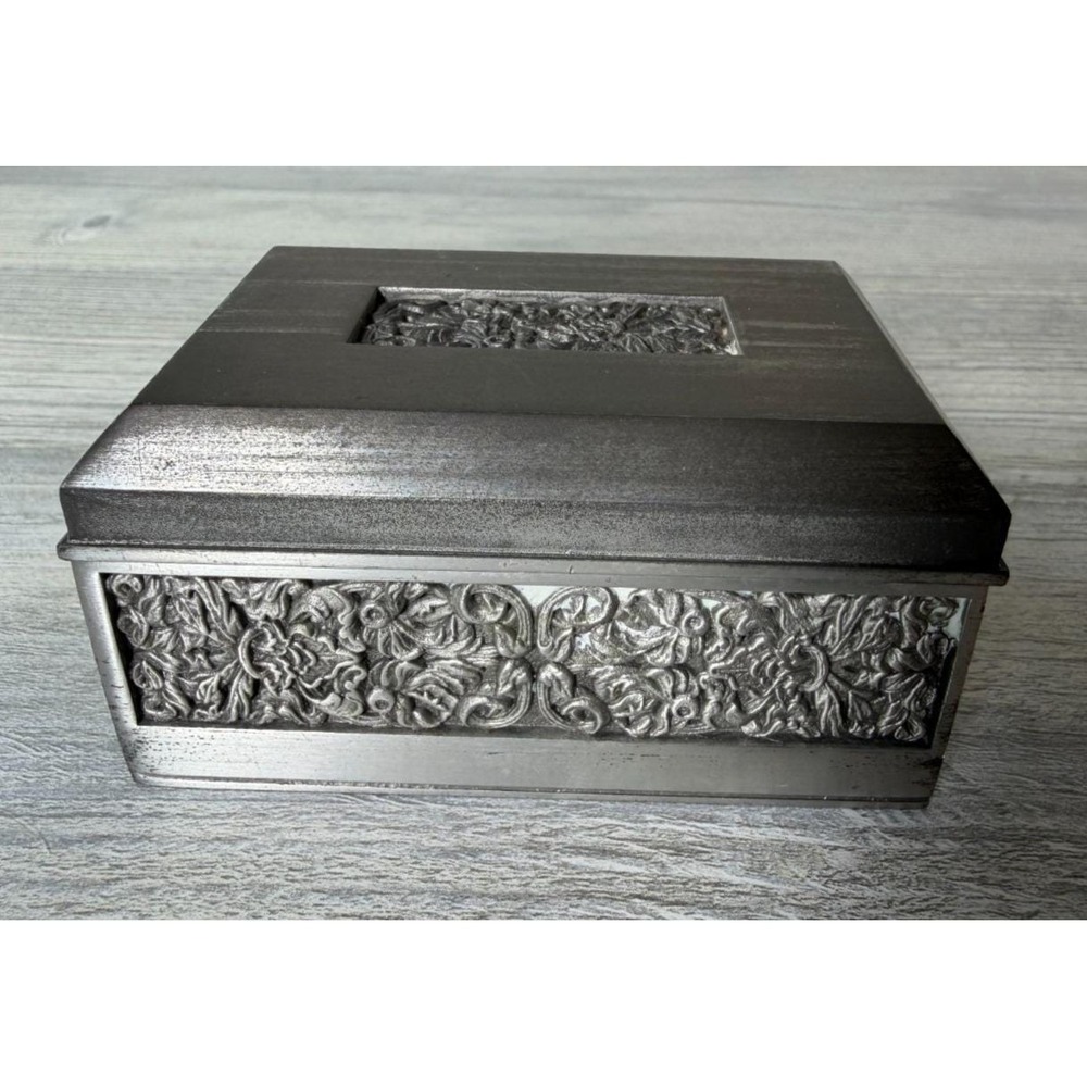 Vtg Royal Selangor Pewter 97% Lidded Trinket Jewelry Box Velvet Lined Rectangle